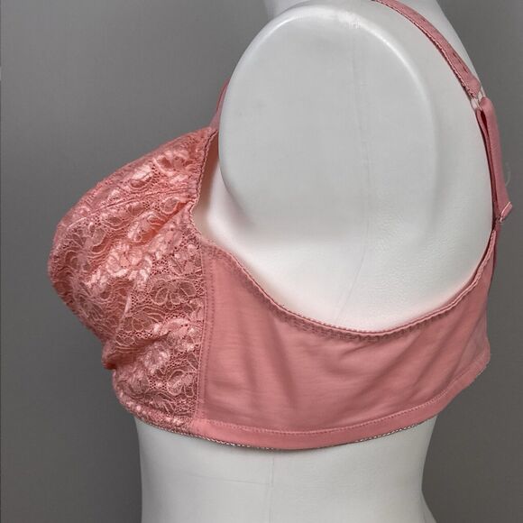 Vintage Delicates Size 48D Bra Unlined Sling Style Wire Free Melon Pink Lace - Picture 4 of 8